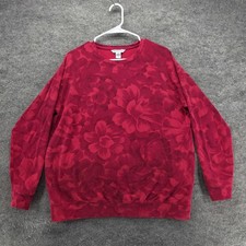 Athleta Sweatshirt Womens Medium Red Balance Printed Pullover Floral Tencel
