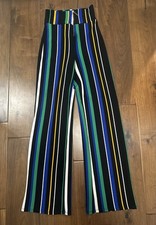 Fashion Nova Helene Stripe Pants Small Black/Multi Color High Rise Stretch