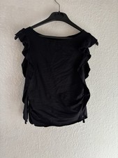 Elegantes schwarzes Damen Top mitRüschenärm...