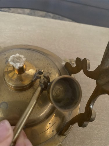 Antique Victorian BRASS TEA KETTLE SERVICE With Warmer Preserved Patina Clean - Picture 18 of 24