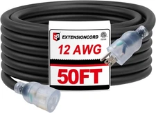 EP 50 Ft 12 Gauge Outdoor Lighted Extension Cord, Heavy Duty NEMA 5-15P/NEMA 5-2