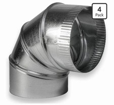 Galvanized Steel Flexible Round Elbow Duct Silver HVAC Fitting 4 Pack