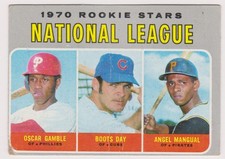 1970 Topps - High # Oscar Gamble, Boots Day, Angel Mangual #654 (RC)