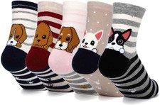 Womens Grils Cute Animal Socks, Dog Cat Novelty Funny Crew 8