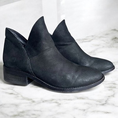 Eileen Fisher Leather Boots Sz 9 Leaf Nubuck Tumbled Black Ankle Bootie Classic