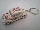 Kinsmart Volkswagen Love & Peace  Beetle White Hippie 1/64 Diecast Car Keychain