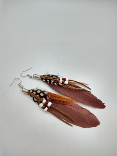 Gorgeous Real Feather Statement Earrings On New Stainless Steel Hooks - Picture 5 of 9