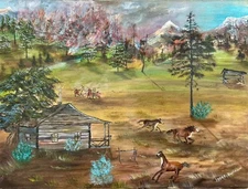 IRENE ROBINSON (1891-1973) Rolling Hills, Ca. Oil Painting Western  Horse Ranch