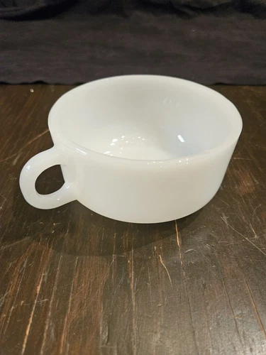 Vtg Glasbake White Milk Glass Large Handled Soup Chili Coffee Mug