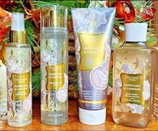 SET Of 4 Bath & Body Works Snowflakes & Cashmere  Mist, Cream, Shimmer & Gel