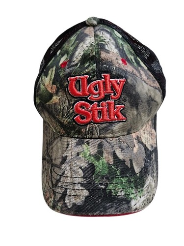 Ugly Stik Hat Cap Green Camouflage Mesh Strapback Fishing Pole Camp Mens