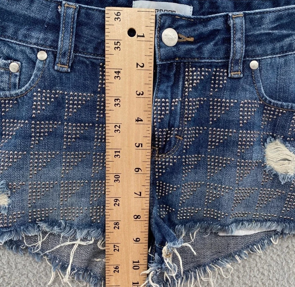 Розовый Victoria Secret шорты женщин 8 синий с заклепками искусственно состаренный повседневный Hot шорты - Изображение 4 из 4