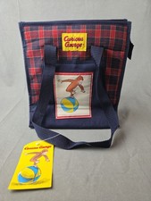 Vintage Curious George Plaid Diaper Bag Navy New Nostalgiacore