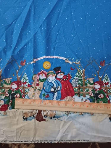 VTG Daisy Kingdom Fabric Heaven & Nature Sing Snowman Border Cotton 1 Yds x 44" - Picture 10 of 12