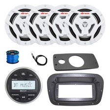 JBL Marine Radio, Spa Bezel, Adapter, Antenna, 4x 6.5" 150W White Speaker w/Wire