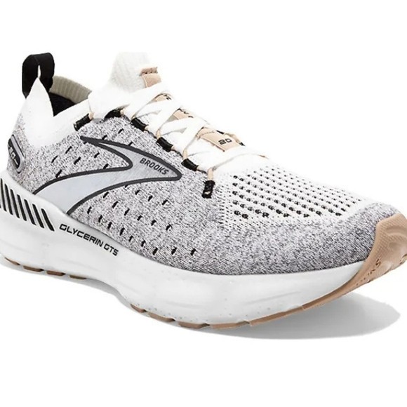 Brooks Women's Sz 9 Glycerin StealthFit 20 Sneakers In White/Black/Cream Running