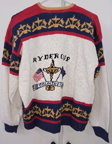 Vintage Felizzi Cardigan Sweater Hand Loomed Ryder Cup Buttons Large NWT - Picture 2 of 5