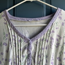 Ekouaer Long Night Gown Womens Purple Flowers White Long Sleeves Pajamas