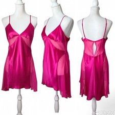 Victoria  s Secret Pink Satin Handkerchief Slip Dress Medium Vintage 2004 Y2K