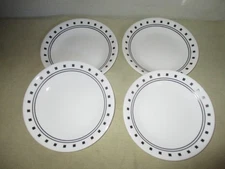Corelle City Block Plates Dessert Dishes Set of 4 Black Squares on White  6.75”