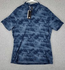 Adidas Go-To Polo Mens 2XL Blue Camo Golf Shirt Performance Short Sleeve NWT