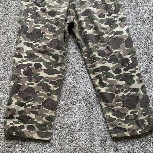 Vintage Carhartt USA BU103 Bib Overalls Duck Camo Hunting Men's 44x32 Distressed - Picture 7 of 13