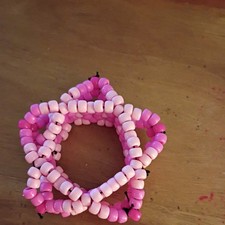 Handmade Kandi Cuff Star Bracelet Light And Dark pink Pony Beads Rave Festival