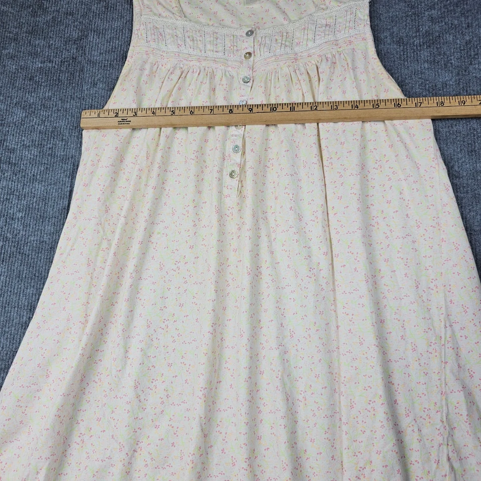 Camisón retro Eileen West para mujer L crema floral sin mangas con volantes dobladillo cabaña Foto 4 de 4