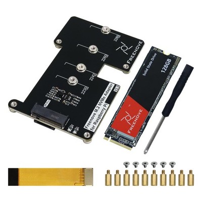 M.2 NVMe Adapter V2 for Raspberry Pi 5 (with 128GB SSD), M.2 HAT Add-on Board...