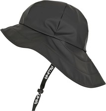 Rain Hat Black/Unisex - Waterproof Cap with Wide Brim and Earflaps