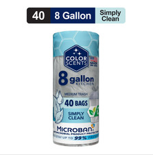 8 Gallon Drawstring Trash Bags Medium Size Simply Clean Microban 40ct