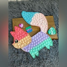 Colorful Fox Pop It Fidget Toy Set Hearts Square Animal Sensory Bubble