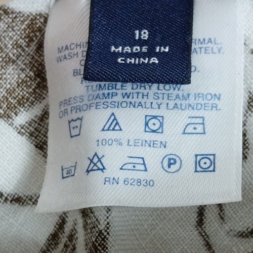 Lands End Linen Skirt Womens Size 18 Brown Cream Blue Hints Floral A Line Zip - Picture 3 of 6