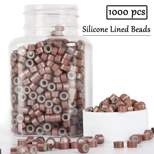 1000er Pack NIACONN 5mm Silikon Gefüttert Microlink Perlen für Haarverlängerungen Braun - Bild 2 von 7