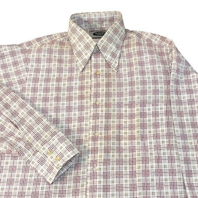 Vtg 70s Sutton Collection disco shirt  Dagger Collar Men's 15-33 geometric print