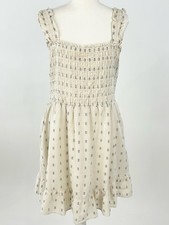 Madewell Lucie Smocked Tank Mini Dress XL Ikat Swiss Dot Cotton NF933