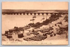 Bordeaux France Pont de Pierre Quays  Effet de Nuit  1912 Postcard LL.