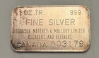 Johnson Matthey Mallory Silver Bar .999 Vintage