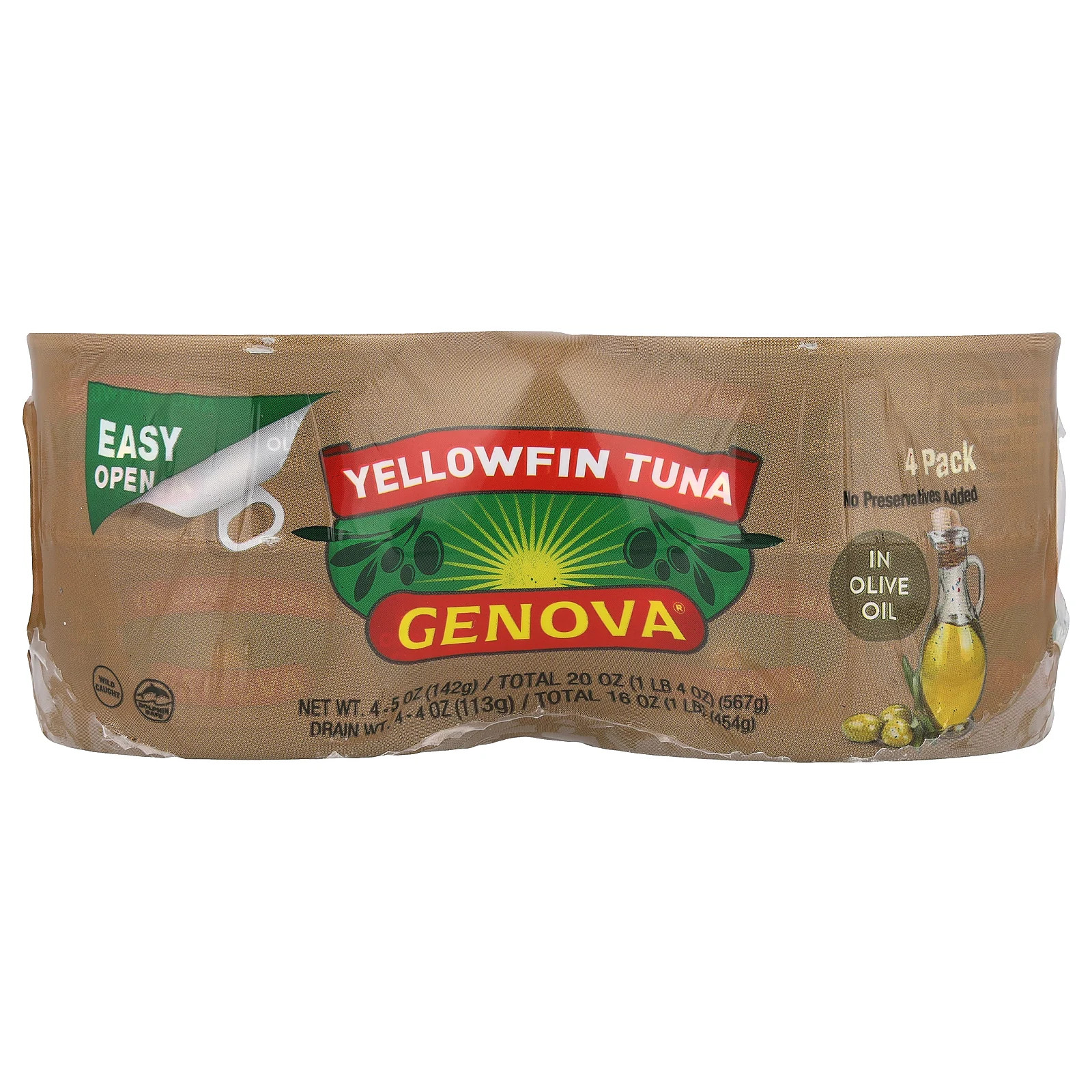Желтоперый тунец в оливковом масле 4 упаковки по 5 унций 142 г каждая 3490₽