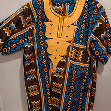 Handmade Men's Dashiki Tunic Shirt, Woven Cotton, One Size, Multi-Color