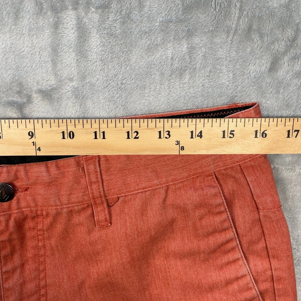 Pantalón Corto Volcom Vmonty Sólido Hombre Talla 32 Rojo Coral Estilo Chino Informal Foto 4 de 4