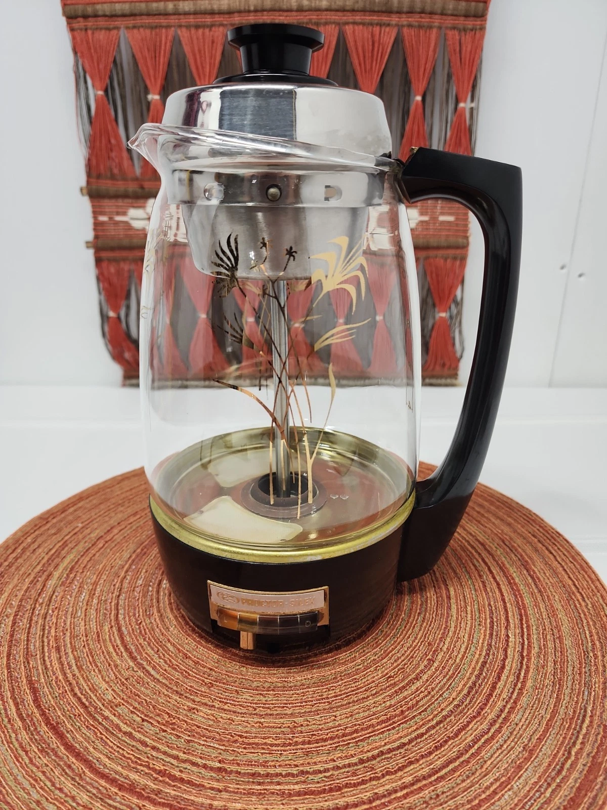 MCM Proctor Silex Percolator #70003 Complete Tested Working 1960s Atomic Flowers