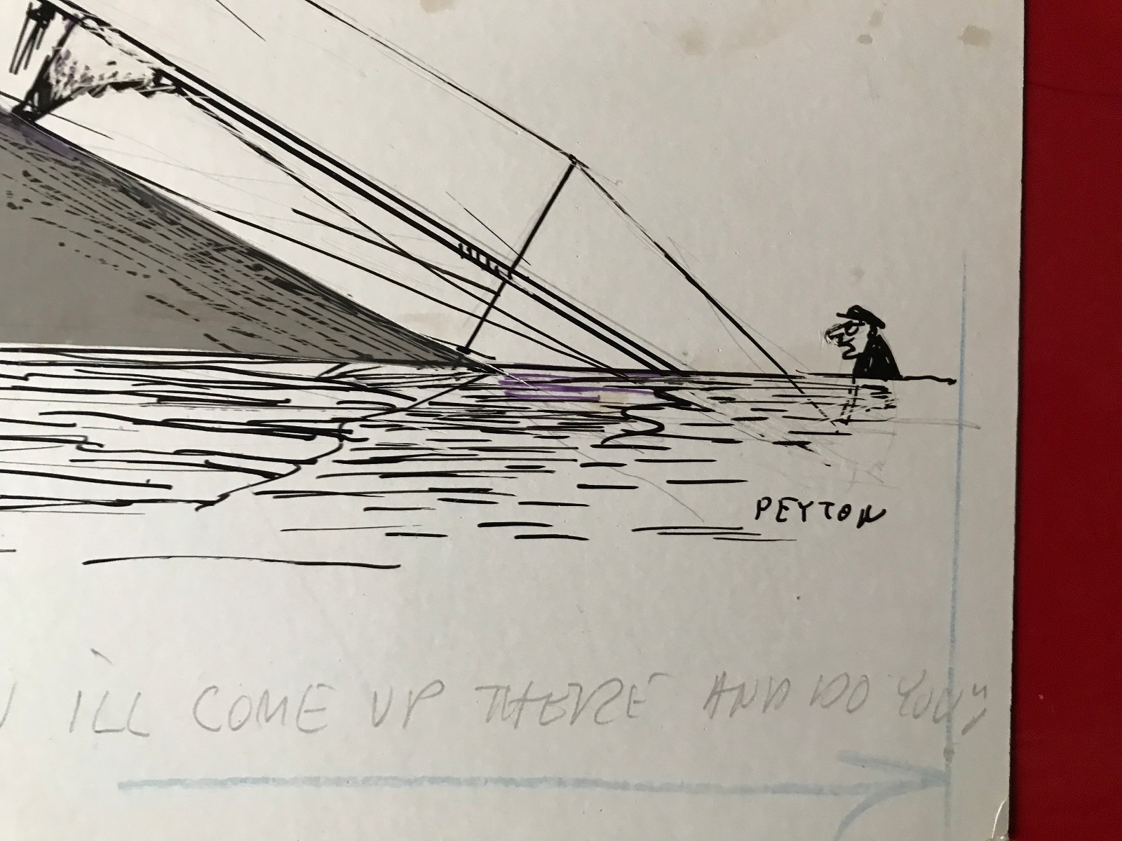 Mark Peyton. Original ink drawing. Marine. Humour