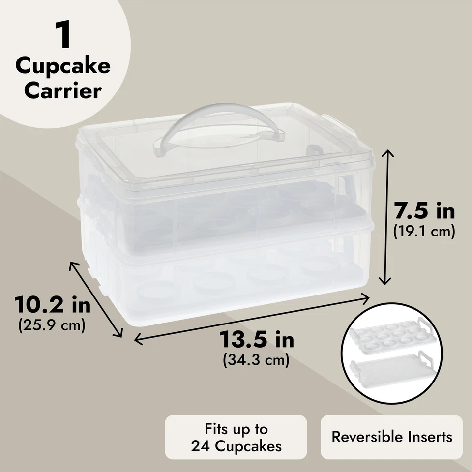 Cupcake Carrier with Lid and Handle Mini Cake Container Holder for 24 Cupcakes - Image 4 of 4