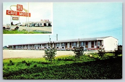 Staunton Illinois Hi-Cafe Motel & Service Station on US 66 Vintage Postcard 1964