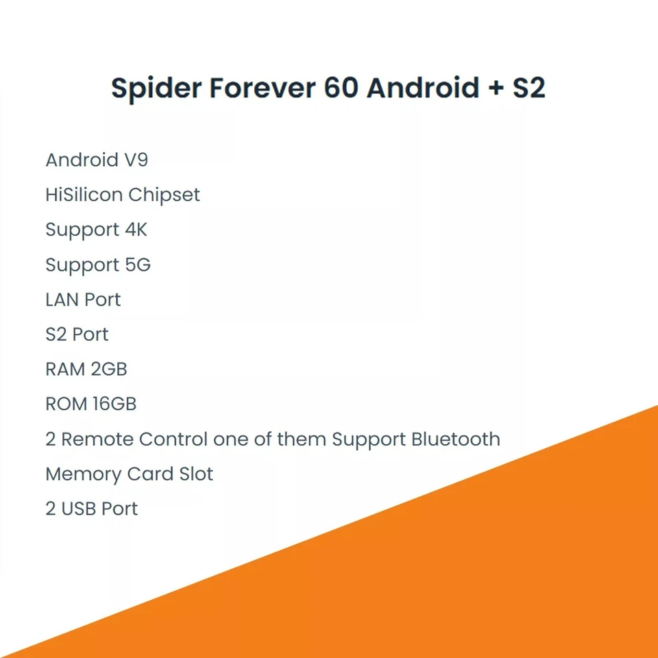 Receptor Satelital Spider Forever 60 Android + S2 4K Ram 2GB 5G Caja de TV Potente Foto 4 de 4