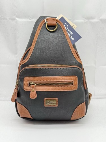 White Mountain Women's Leather Crossbody/Shoulder Bag Backpack - Black/Brown - Picture 1 of 22