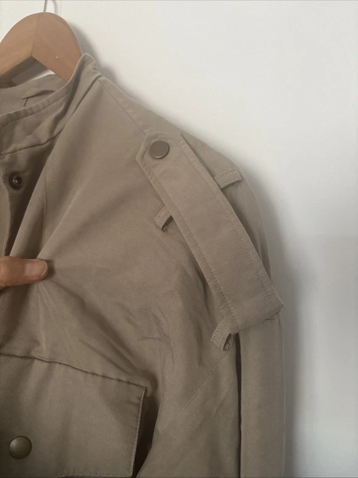 Oversized Lightweight Collarless Parka / Trench Coat Size 6 - Image 3 of 4