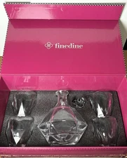 Brand New FINEDINE 5 PCS EUROPEAN STYLE WHISKEY DECANTER AND GLASS SET IN GIFT B