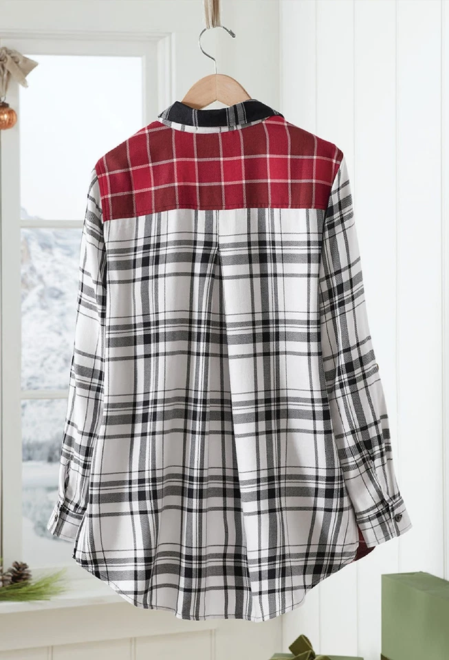 Túnica Coldwater Creek para mujer a cuadros About You color negro multi Foto 2 de 4